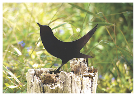 Postcard of metal garden bird by Jolyon Yates