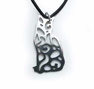 Silver Cat Pendant, Small Silver Cat Jewelry