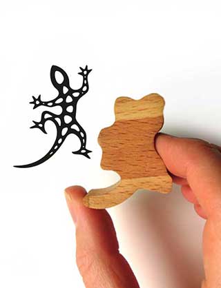 Gecko Stamp, Harlequin Wooden Lizard Stamp