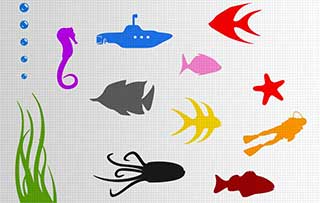 Fish Stickers, Underwater Sea Bathroom Scene Wall Stickers