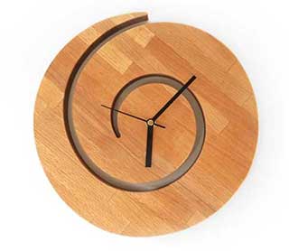 Wooden Spiral Wall Clock