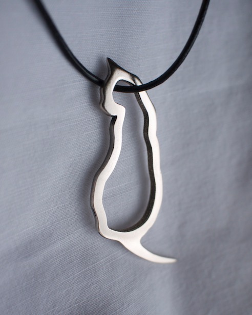 Lovely silver cat pendant by Jolyon Yates