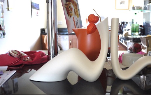 Photograph of slip cast sculptural ceramic vase