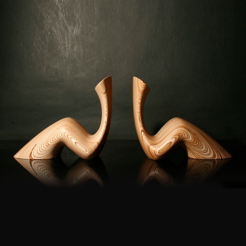 Sculpted Wooden LadyGirl Bookends by Jolyon Yates