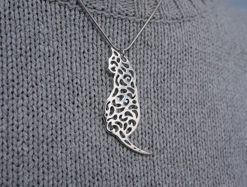 Lovely handmade sterling silver cat pendant metal by jolyon yates odechair