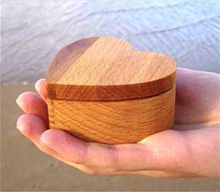 Wooden Heart Jewelry Box, Heart Ring Box
